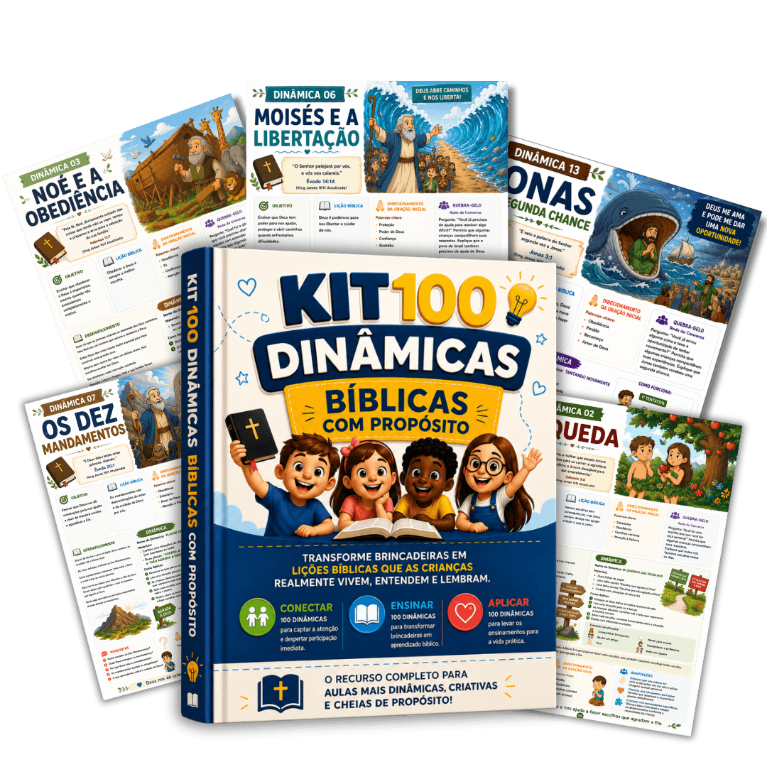 Mockup do Kit 100 Dinâmicas Bíblicas com Propósito